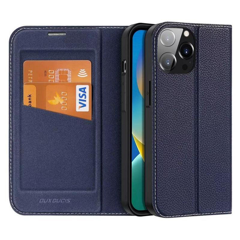 Optimaler Schutz & Stil für Ihr iPhone 14 Pro Max: Die Dux Ducis Skin X2 Ledertasche! Passgenau, mit Aussparungen für volle Funktionalität, ökologischem Leder und TPU-Innenleben. Inklusive Kartenfach & Ständerfunktion.
