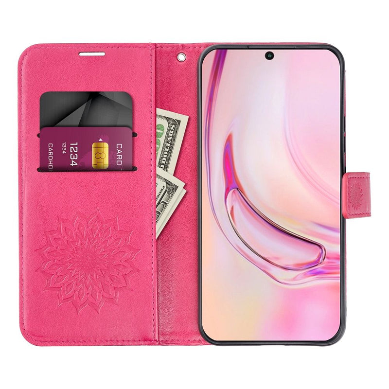 Kaufen Sie die MEZZO Holstertasche für das Samsung Galaxy A56 für stilvollen Schutz und praktische Funktionen. Mit speziellem Muster und Raum für Karten und Banknoten. Ideal für den Alltag!