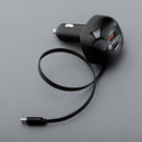 Autolader Forcell F-Energy Alu USB-C + USB-A mit ausziehbarem USB-C Kabel, PD QC4.0 SFC2.0 3A 75 W schwarz