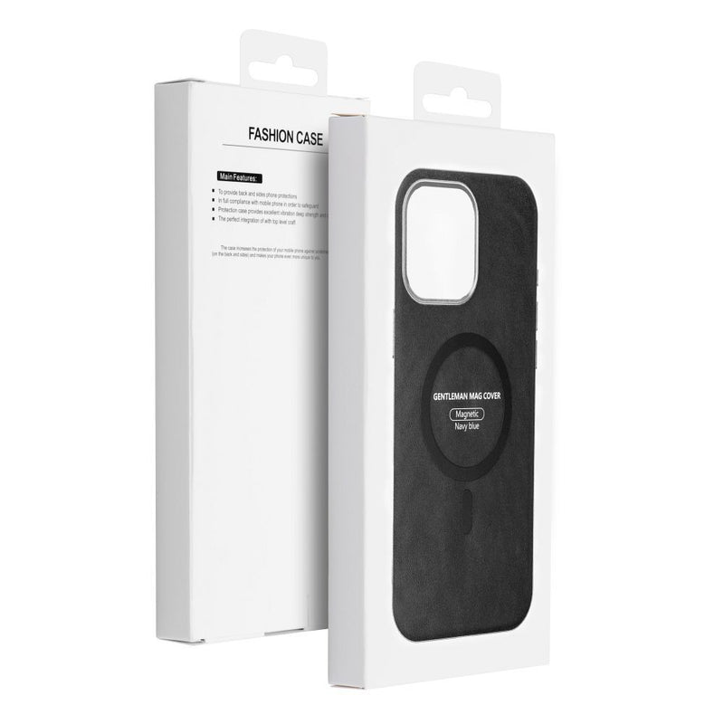 Schützen Sie Ihr Apple iPhone 14 stilvoll mit dem Gentleman Mag Cover! Perfekt für MagSafe, bietet robusten Schutz und ein elegantes Design aus öko-freundlichem PU-Leder. Ideal für stilbewusste iPhone-Nutzer.