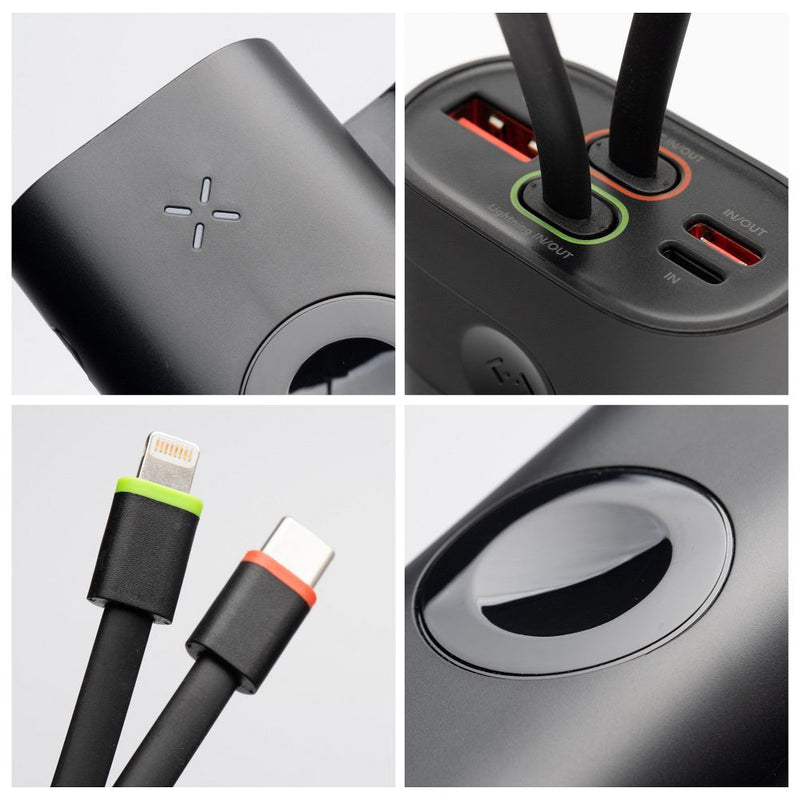 Laden Sie Ihre Apple Watch® und andere Geräte mit dem F-Energy F10k4 Powerbank: 10.000 mAh, 4 Ausgangsports, kabellose Ladefunktion. Ideal für unterwegs!