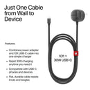 Twelve South PowerCord 3m EU (Slate) – 30W USB-C Schnellladekabel mit integriertem Netzteil