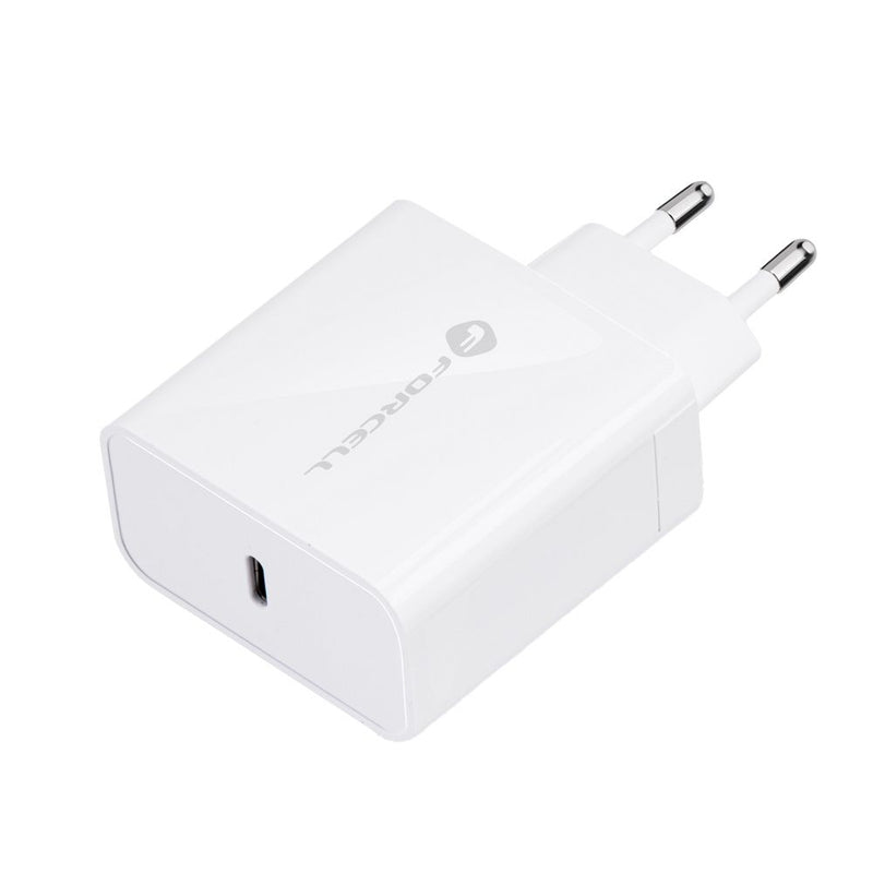 Schnelles Aufladen unterwegs: Forcell Netzladegerät mit 45W, USB Typ C, Quick Charge 4.0. Kompakt, ideal für Reisen. Effizientes Laden für Smartphones und Tablets.