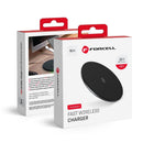 Forcell's induktives Schnellladepad QC 15W bietet 15W Quick Charge™ für Qi-Geräte. Schnelles, sicheres Aufladen, kompaktes Design ideal für Reisen. Ideal für effizientes Laden!
