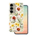 Stylische Handytasche für das Samsung Galaxy S25 in Weiß. Mit einem floralen Design verleiht sie deinem Smartphone einen frischen Look und schützt es gleichzeitig vor Kratzern und Stößen. Perfekt für alle, die Funktionalität und Ästhetik schätzen!