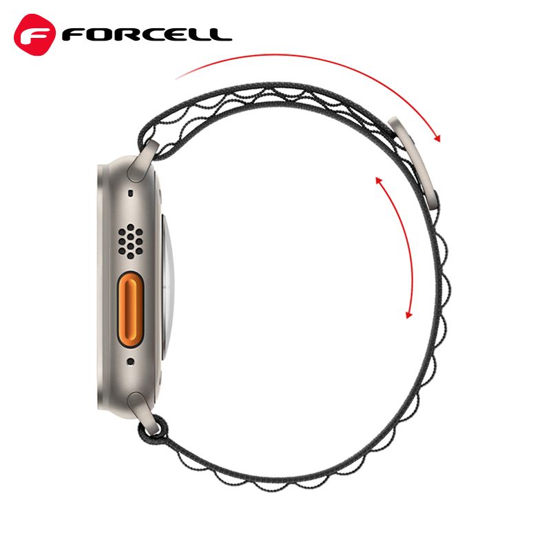 Der FORCELL F-DESIGN FA13 Strap in Schwarz ist ein eleganter und robuster Uhrenarmband für die Apple Watch, kompatibel mit den Größen 42, 44, 45 und 49 mm. Ideal für einen stilvollen und funktionalen Look.