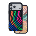 Die schwarze Schutzhülle für das Apple iPhone 17 Pro kombiniert stilvollen Schutz mit einem lebendigen Design. Sie schützt das Gerät optimal vor Stößen und Kratzern und verleiht ihm zugleich einen einzigartigen Look durch die bunten, geschwungenen Elemente auf der Rückseite. Ideal für alle, die Funktionalität und Ästhetik schätzen.