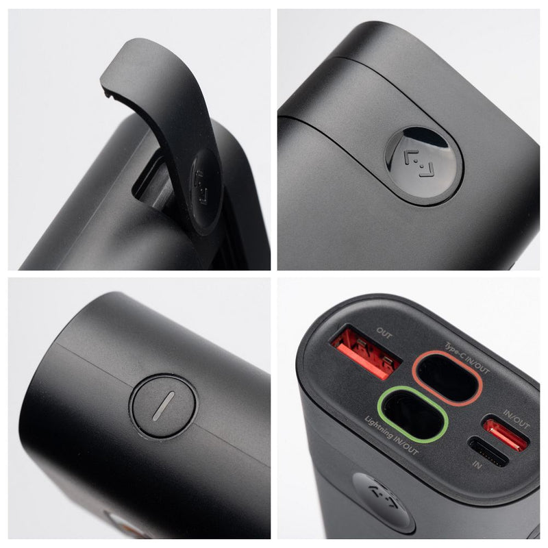 Laden Sie Ihre Apple Watch® und andere Geräte mit dem F-Energy F10k4 Powerbank: 10.000 mAh, 4 Ausgangsports, kabellose Ladefunktion. Ideal für unterwegs!