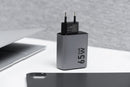 Caricabatterie da viaggio Forcell F-Energy GaN con 2 prese USB C e USB A - 4 A 65 W con funzione PD e Quick Charge 4.0