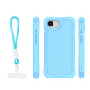Schutzhülle für das Apple iPhone 16e / iPhone 17e in einem strahlenden Blau. Diese robuste, transparente Hülle bietet optimalen Schutz und schützt Ihr Gerät vor Stößen und Kratzern. Mit einem praktischen Handgriff ist sie ideal für den Alltag – sicher und stilvoll zugleich!