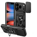 Die schwarze Schutzhülle für das Apple iPhone 17 Pro und iPhone 18 Pro vereint modernen Schutz mit stilvollem Design. Mit einer robusten und gleichzeitig schlanken Konstruktion bietet sie optimalen Schutz vor Stößen und Kratzern. Zusätzlich ermöglicht die integrierte Halterung eine bequeme Nutzung im Alltag. Ideal für alle, die ihr Smartphone stilvoll und sicher zugleich präsentieren möchten.