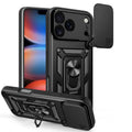 Diese elegante schwarze Schutzhülle für das Apple iPhone 17 Pro Max und iPhone 18 Pro Max bietet optimalen Schutz und ein modernes Design. Mit einer robusten Struktur, einem praktischen Standfuß und einer griffigen Oberfläche ist sie ideal für den täglichen Gebrauch. Schütze dein Smartphone stilvoll und sicher!