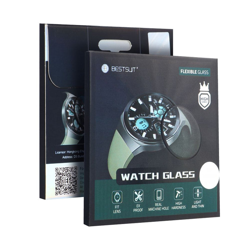 Schützen Sie Ihre Samsung Galaxy Watch 5 Pro 45mm mit dem flexiblen Nano-Glas von BESTSUIT. Dieses passgenaue, leichte und ultradünne Schutzglas bietet hohe Härte für zuverlässige Stoßfestigkeit und bleibt dabei unauffällig. Genießen Sie klare Sicht und unverminderte Touch-Funktionalität.