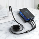 Das abgebildete HOCO X78 3in1 Kabel ist eine vielseitige Ladelösung, die USB-A mit Lightning, Micro USB und Typ-C Anschlüssen kombiniert. Sein 1 Meter langes, schwarzes Kabel mit einer Stromkapazität von 2A ermöglicht Benutzern, diverse Geräte gleichzeitig zu verbinden und aufzuladen. Ideal für Nutzer mit mehreren Geräten.