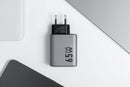 Caricabatterie da viaggio Forcell F-Energy GaN con 2 prese USB C e USB A - 4 A 65 W con funzione PD e Quick Charge 4.0