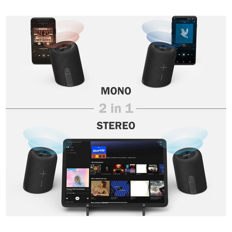 Bluetooth®-Lautsprecher Twin 3.0, wasserdicht IP67, 30W, Schwarz