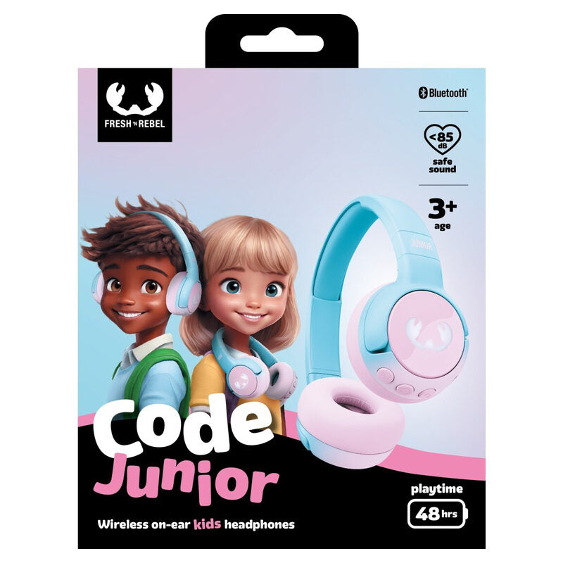 Bluetooth-Kinderkopfhörer Code Junior, faltbar, On-Ear, Rosa/Blau