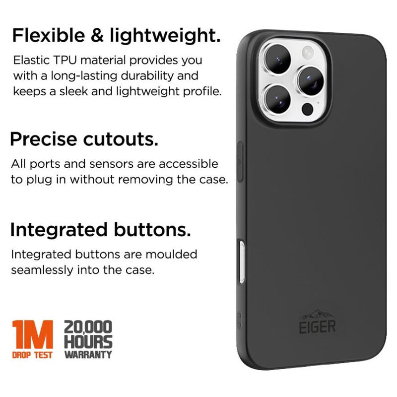 Eiger · Grip Case für iPhone 16 Pro (Schwarz)