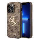 Guess PU 4G Metal Logo Case für Apple iPhone 15 Pro braun