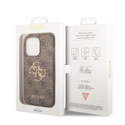 Guess PU 4G Metal Logo Case für Apple iPhone 15 Pro braun