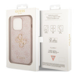 Guess PU 4G Metal Logo Case für iPhone 15 Pro Pink
