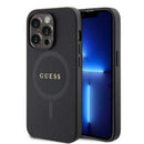 Guess PU Saffiano MagSafe Case für Apple iPhone 15 Pro in schwarz