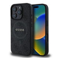 Guess Leder MagSafe Hülle für Apple iPhone 16 Pro Max in schwarz