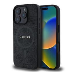Guess Leder MagSafe Hülle für Apple iPhone 16 Pro Max in schwarz