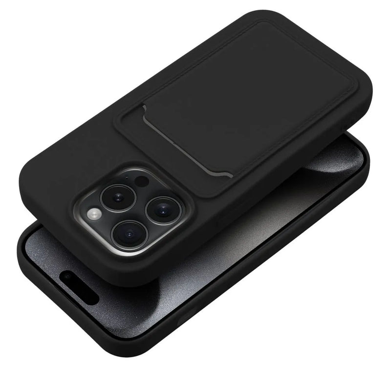 Schwarze Hülle mit Kartenfach für Apple iPhone 15 Pro