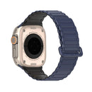 Schwarz-Blaues Lederarmband für Apple Watch 42 / 44 / 45 / 49 mm