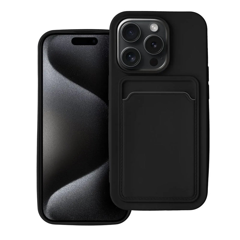 Schwarze Hülle mit Kartenfach für Apple iPhone 15 Pro