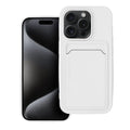 Weisse Schutzhülle mit Kartenfach für das Apple iPhone 15 Pro