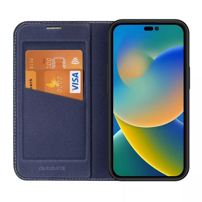 Optimaler Schutz & Stil für Ihr iPhone 14 Pro Max: Die Dux Ducis Skin X2 Ledertasche! Passgenau, mit Aussparungen für volle Funktionalität, ökologischem Leder und TPU-Innenleben. Inklusive Kartenfach & Ständerfunktion.