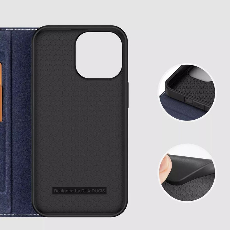 Optimaler Schutz & Stil für Ihr iPhone 14 Pro Max: Die Dux Ducis Skin X2 Ledertasche! Passgenau, mit Aussparungen für volle Funktionalität, ökologischem Leder und TPU-Innenleben. Inklusive Kartenfach & Ständerfunktion.