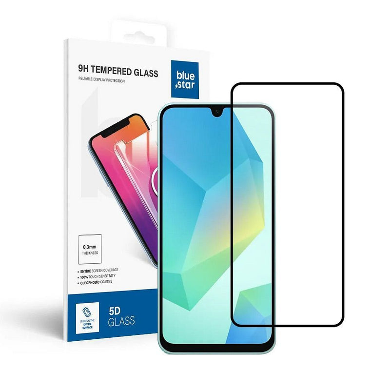 Schützen Sie Ihr Samsung Galaxy A17 / A16 mit dem 5D Panzerglas von Blue Star. Vollständiger Schutz von Rand zu Rand, maximale Sicherheit gegen Kratzer und Stöße. Einfache Montage inklusive, ultradünn und touch-sensitive. Kaufen Sie jetzt!