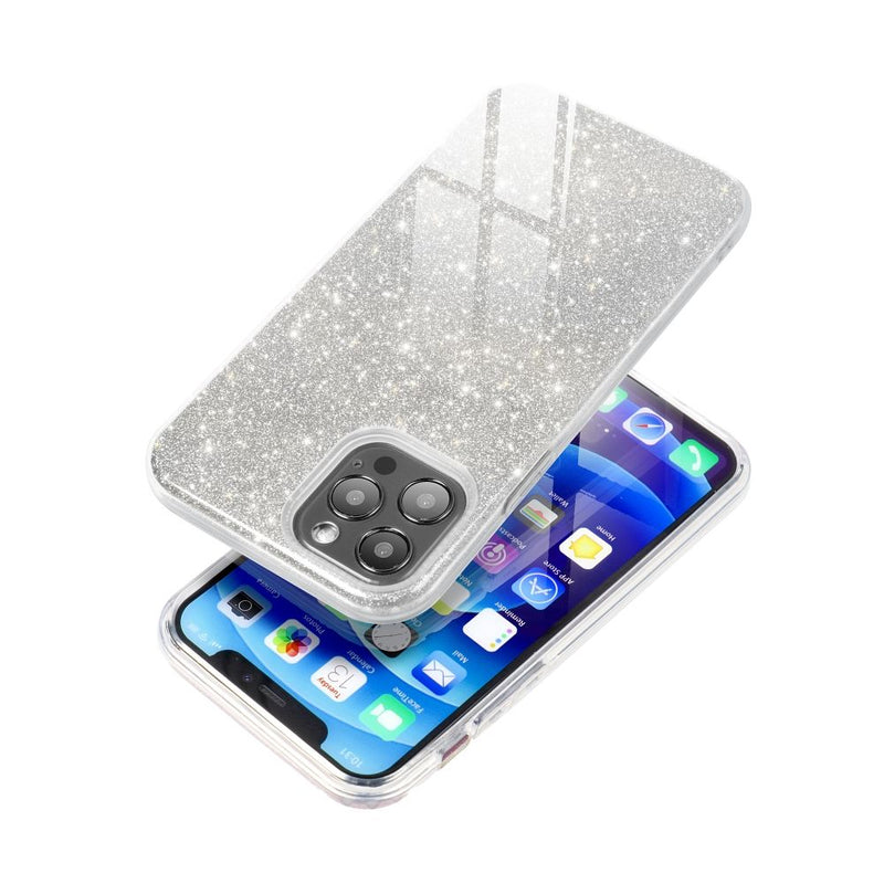 Entdecken Sie glänzenden Schutz: Unsere Silber-Schutzhülle für das Apple iPhone 15 vereint robuste Sicherheit mit elegantem Glitzerdesign, perfekt, um Ihr Smartphone stilvoll zu schützen.