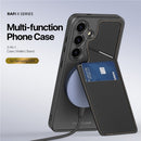 Die Dux Ducis Rafi II Mag Case für Samsung Galaxy 24 bietet MagSafe-Kompatibilität, stilvollen Schutz und praktische Funktionen wie RFID-geschützte Kartenfächer und einen verstellbaren Ständer für optimale Nutzung. Ideal für Stil und Sicherheit!