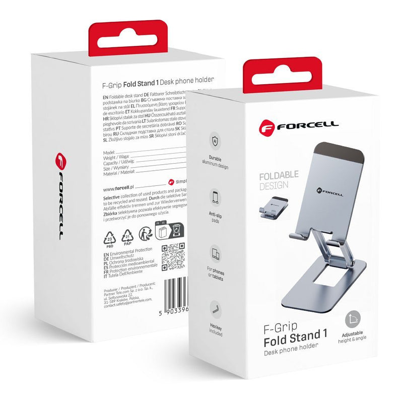 Optimieren Sie Ihren Arbeitsplatz mit dem Forcell F-Grip Fold Stand 1, der ideale faltbare Handyhalter aus Aluminium. Leicht, stabil und tragbar – perfekt für unterwegs!