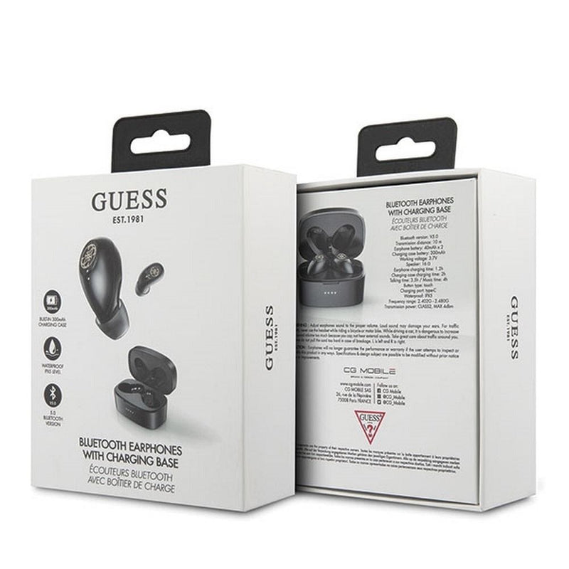 Genießen Sie erstklassigen Sound mit dem Guess Bluetooth Headset TWS. Stilvolles Design, erstklassige Klangqualität, Noise Reduction, IPX5-Wasserfestigkeit und lange Akkulaufzeit. Ideal für Musik und Anrufe unterwegs.