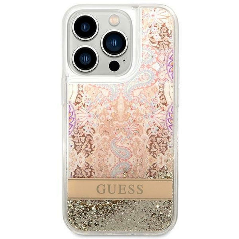 Bild zum Produkt Original faceplate case GUESS GUHCP14LLFLSD for iPhone 14 PRO (Liquide Glitter Paisley / Gold)