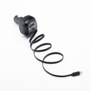 Autolader Forcell F-Energy Alu USB-C + USB-A mit ausziehbarem USB-C Kabel, PD QC4.0 SFC2.0 3A 75 W schwarz