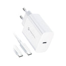 Der FORCELL F-ENERGY TFK-TC-25WPD ist ein kompakter Reiseladegerät mit einem leistungsstarken 25W USB-C PD (Power Delivery) Anschluss, der schnelles Laden unterstützt. Der Ladeadapter kommt zusammen mit einem USB-C zu USB-C Kabel und ist ideal für Nutzer, die viel unterwegs sind und ihre Geräte effizient und schnell aufladen möchten. Mit seiner weißen Farbgebung bietet er ein elegantes und zeitgemäßes Design.