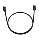 Das Bild zeigt ein modernes BASEUS HDMI-Kabel, Modell CAKGQ-A01, welches eine Länge von 1 Meter hat. Es ist in schwarz gehalten und unterstützt 4K-Auflösungen bei 60Hz gemäß HDMI 2.0 Standard, ideal für hochauflösende Bildübertragungen.