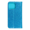Klapphülle für Apple iPhone 13 Pro glitzer-blau